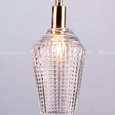 Дизайнерский подвесной светильник со стеклянным рельефным плафоном цилиндрической формы ROSNY фото 4