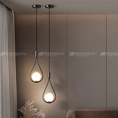 Подвесной светильник с шарообразным рельефным плафоном из хрусталя на каплевидном каркасе из металла HOOP DROP LUX C фото 10