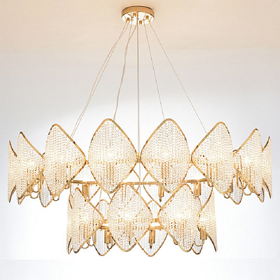 Люстра Ritz Crystall Leaf Chandelier 10 плафонов Золотой фото 3