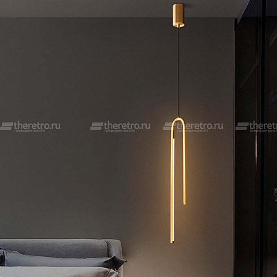 Серия подвесных светодиодных светильников с вытянутыми прямоугольными LED-панелями на разноуровневом дугообразном корпусе WIKI фото 8