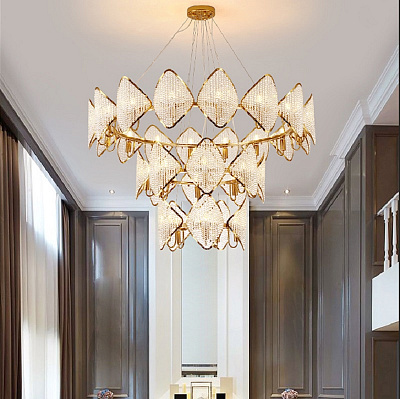 Люстра Ritz Crystall Leaf Chandelier 10 плафонов Золотой фото 14