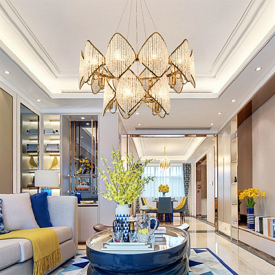 Люстра Ritz Crystall Leaf Chandelier 10 плафонов Золотой фото 17