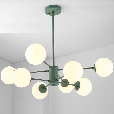 Цветные люстры лофт с матовыми стеклянными плафонами BALLS LIGHT 8 плафонов Серый  фото 1