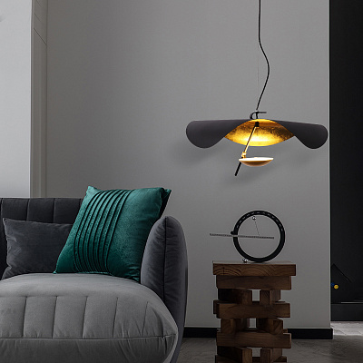 Подвесной светильник CATELLANI & SMITH LEDERAM MANTA S2 PENDANT Gold 80 см  Белый фото 13