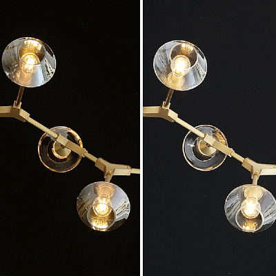 Дизайнерская люстра со стеклянными поворотными плафонами HILDA 9 плафонов Прозрачный фото 9