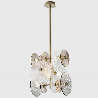 Люстра Ceiling Lamp in Champagne Finish Brass Decorative Glass фото 7