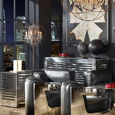 Foucault Orb Crystal Floor Lamp Черный фото 5