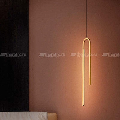 Серия подвесных светодиодных светильников с вытянутыми прямоугольными LED-панелями на разноуровневом дугообразном корпусе WIKI фото 13