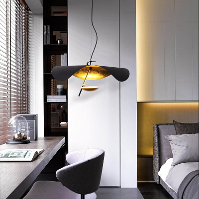 Подвесной светильник CATELLANI & SMITH LEDERAM MANTA S2 PENDANT Gold 80 см  Белый фото 15