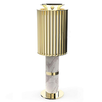 Настольная лампа Donna Table Light in Brass with Marble Base Белый фото 3